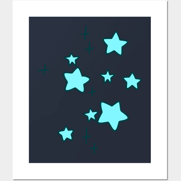 Blue Stars and Sparkles Wall Art by saradaboru